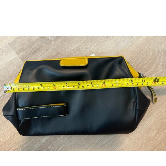 Mellamoon Dopp Kit Toiletry Bag Leather Black Yellow Travel Bag - Picture 6 of 6